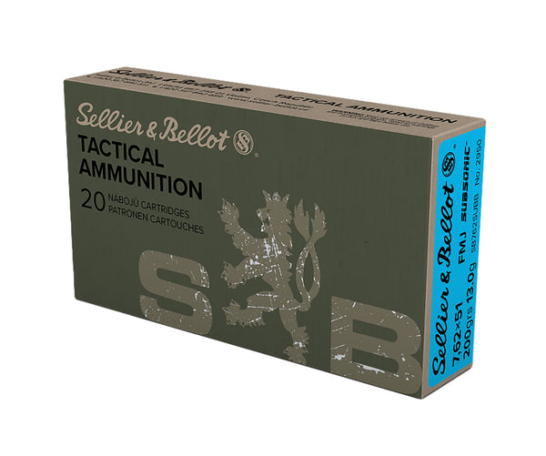 Sellier and Bellot .308 Win / 7.62x51mm Subsonic 200 grain Full Metal Jacket Subsonic ammunition