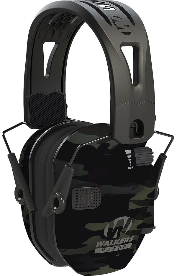 Walker's GWPRSEMRHMCCG Razor Tacti-Grip Electronic Muff 23 dB Over-the-Head Gray MultiCam Black