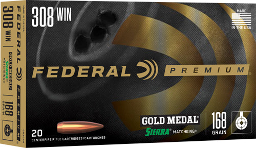 Federal Gold Medal Rifle Ammo 308 Win 168 gr. Sierra Matchking BTPT