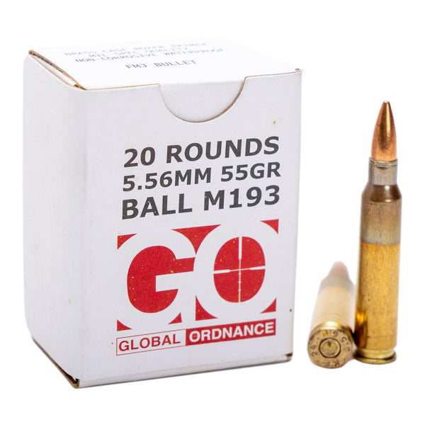 Global Ordnance 5.56x45mm NATO 55 grain Full Metal Jacket ammunition
