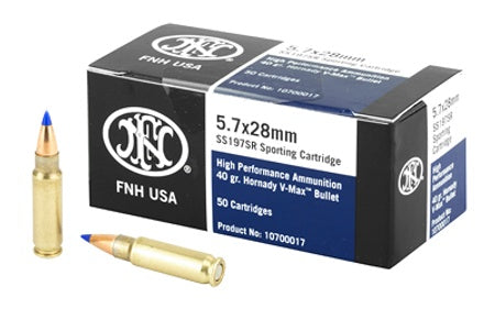 FN 5.7x28mm FN High Performance SS197SR 40 grain Hornady V-Max ammunition