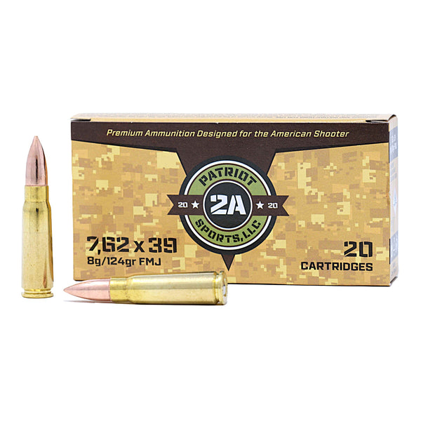 Patriot Sports Premium Range (Czech Republic) 7.62x39mm 124 Grain FMJ Brass Non-Corrosive 2526 FPS