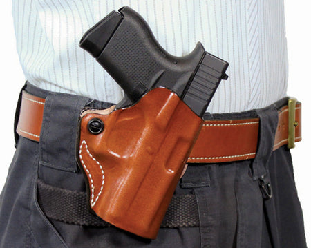 DeSantis Mini Scabbard Holster OWB RH Tan Leather Fits Sig P320 XCompact