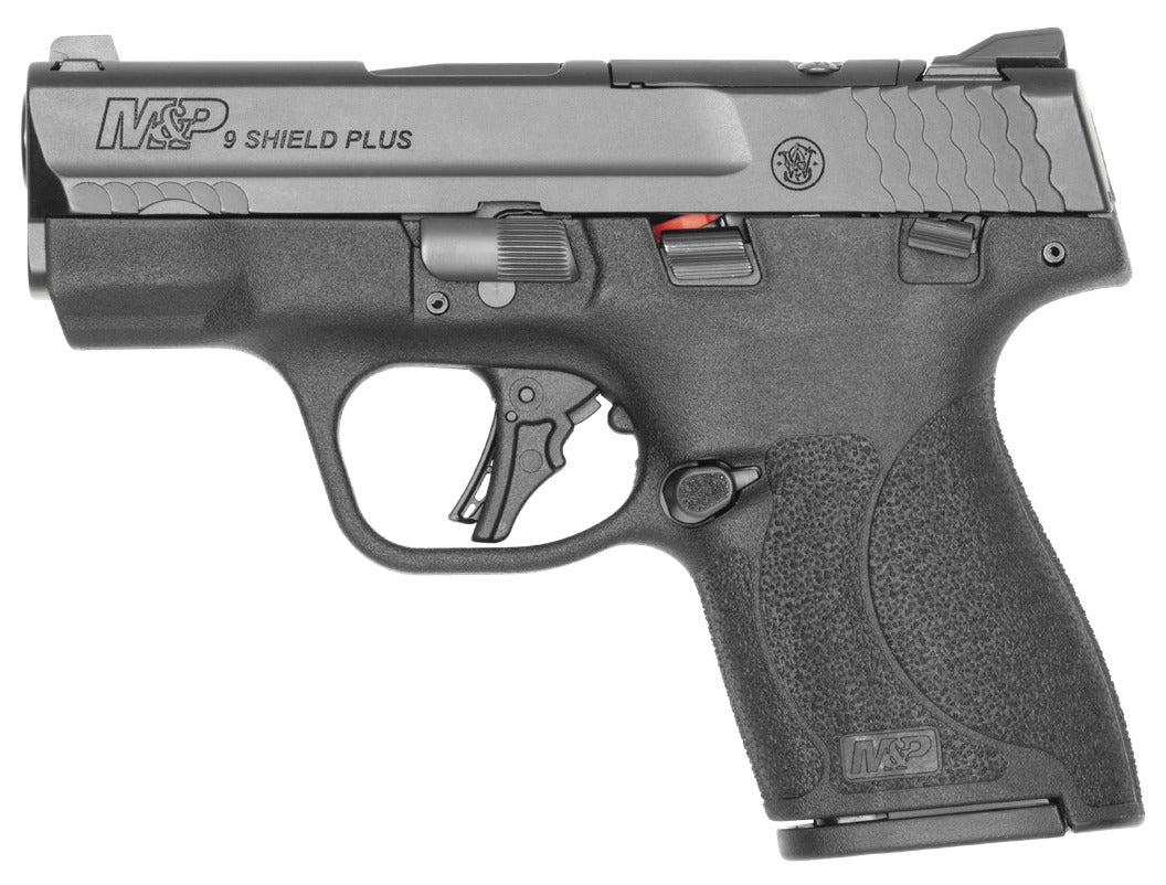 Smith & Wesson 14280 M&P9 Shield Plus Micro-Compact 9mm Luger 10+1 3.10" Black Armornite Stainless Steel Barrel & Optic Ready/Serrated Slide, Black Polymer Frame, Black Textured Grip