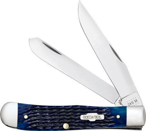 Case Knives Rogers Corn Cob Jig Trapper Blue Bone Handle Knife