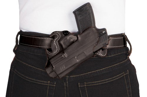 DeSantis Small of Back Holster RH OWB Black Leather Fits Springfield XD 4"