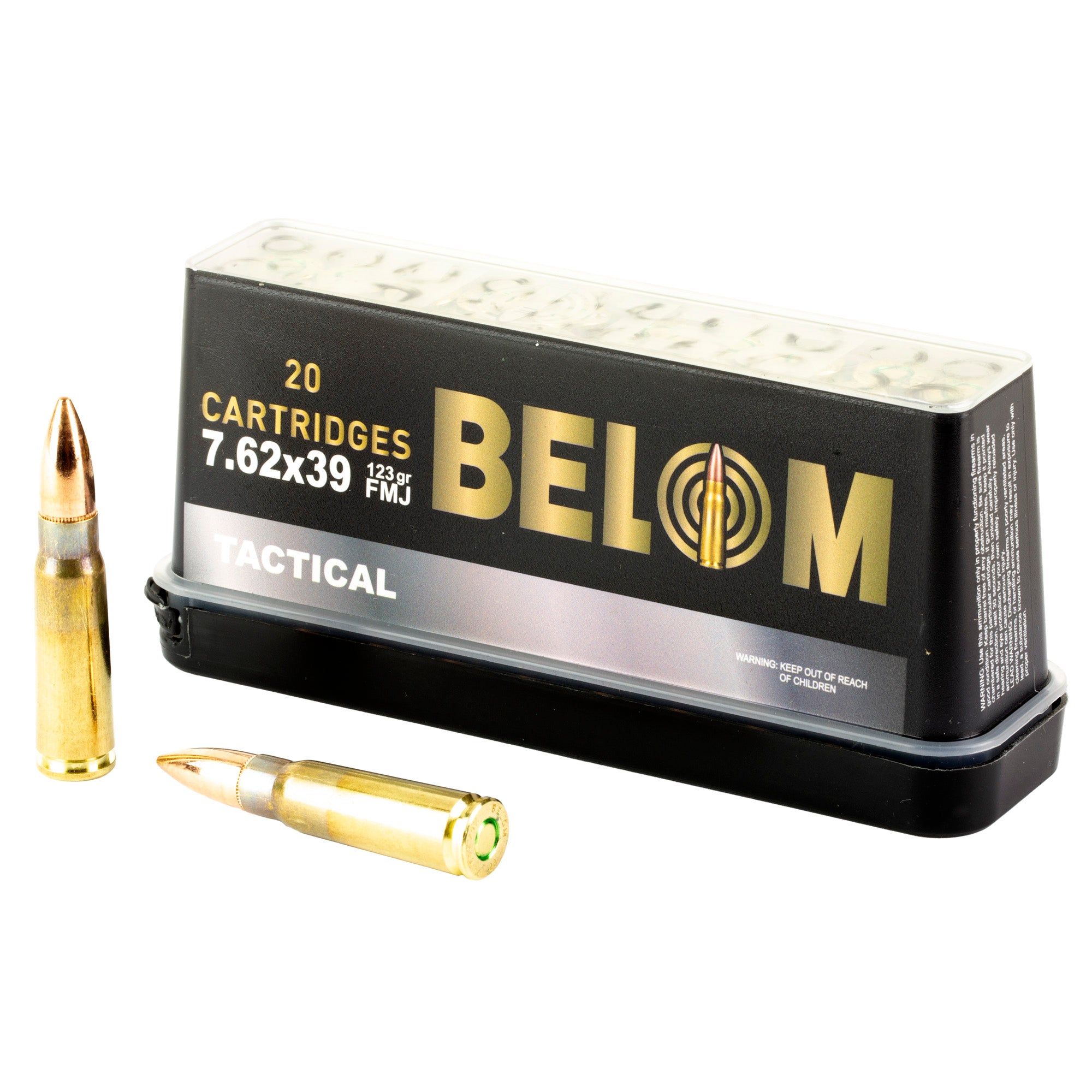 Belom 7.62x39 Full Metal Jacket (FMJ) 123 Grain Brass Cased