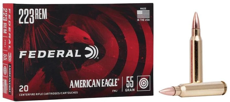 American Eagle  Full Metal Jacket Boat Tail 55 Grain .223 Remington 3240 fps 029465084820
