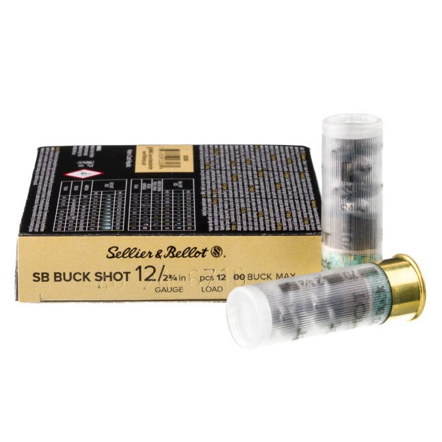 Sellier & Bellot (S&B) SB12BSE Hunting Buckshot 12 Gauge 2.75" 1-1/4oz 00 Buck Shot 1181 fps 754908533084