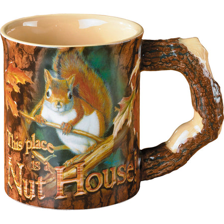 Wild Wings Squirrel Nut House Nature Scene Sculpted Mug