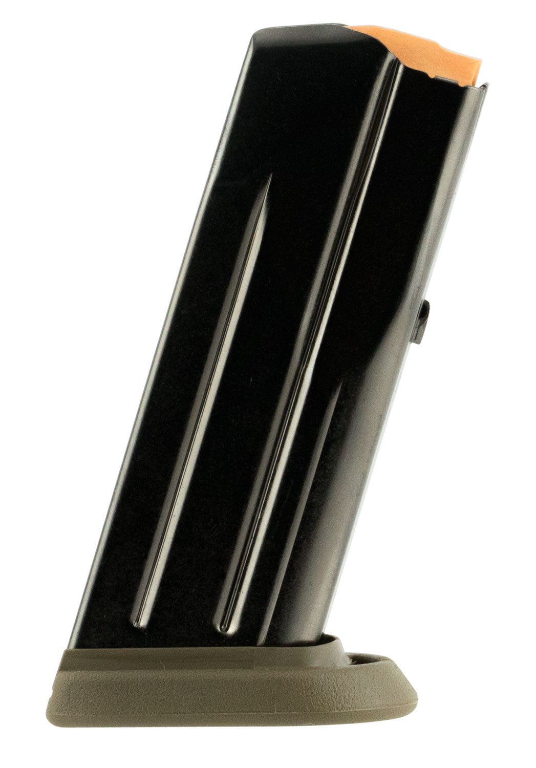 FN 20100062 FNS Compact 12rd 9mm Luger Steel Magazine with Flat Dark Earth Base Pad Black