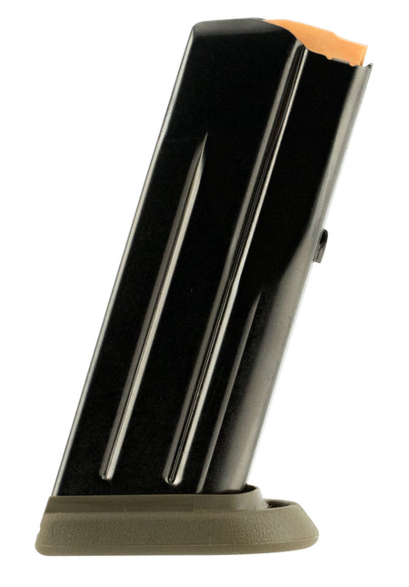 FN 20100062 FNS Compact 12rd 9mm Luger Steel Magazine with Flat Dark Earth Base Pad Black