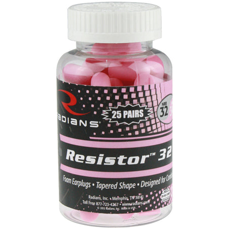 Radians Resistor 32 Pink Uncorded Foam Ear Plugs Jar 25 Pairs