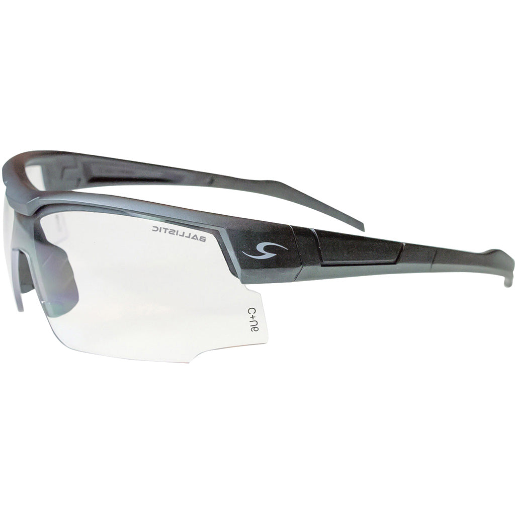 Radians SkyBow Single Lens Ballistic Shooting Glasses Blue Gray Frame Clear Lens