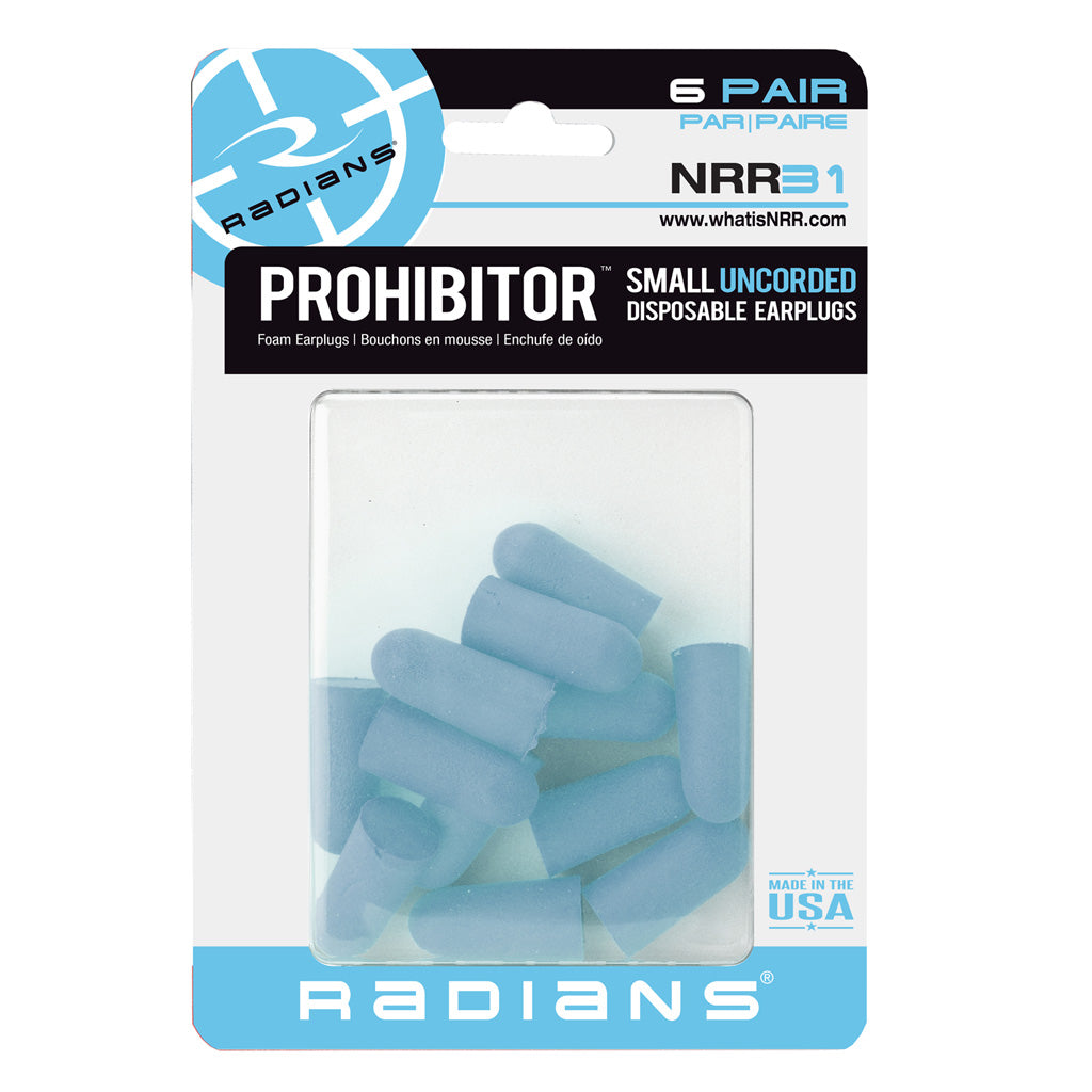 Radians Prohibitor Small Disposable Foam Earplugs 6 Pr