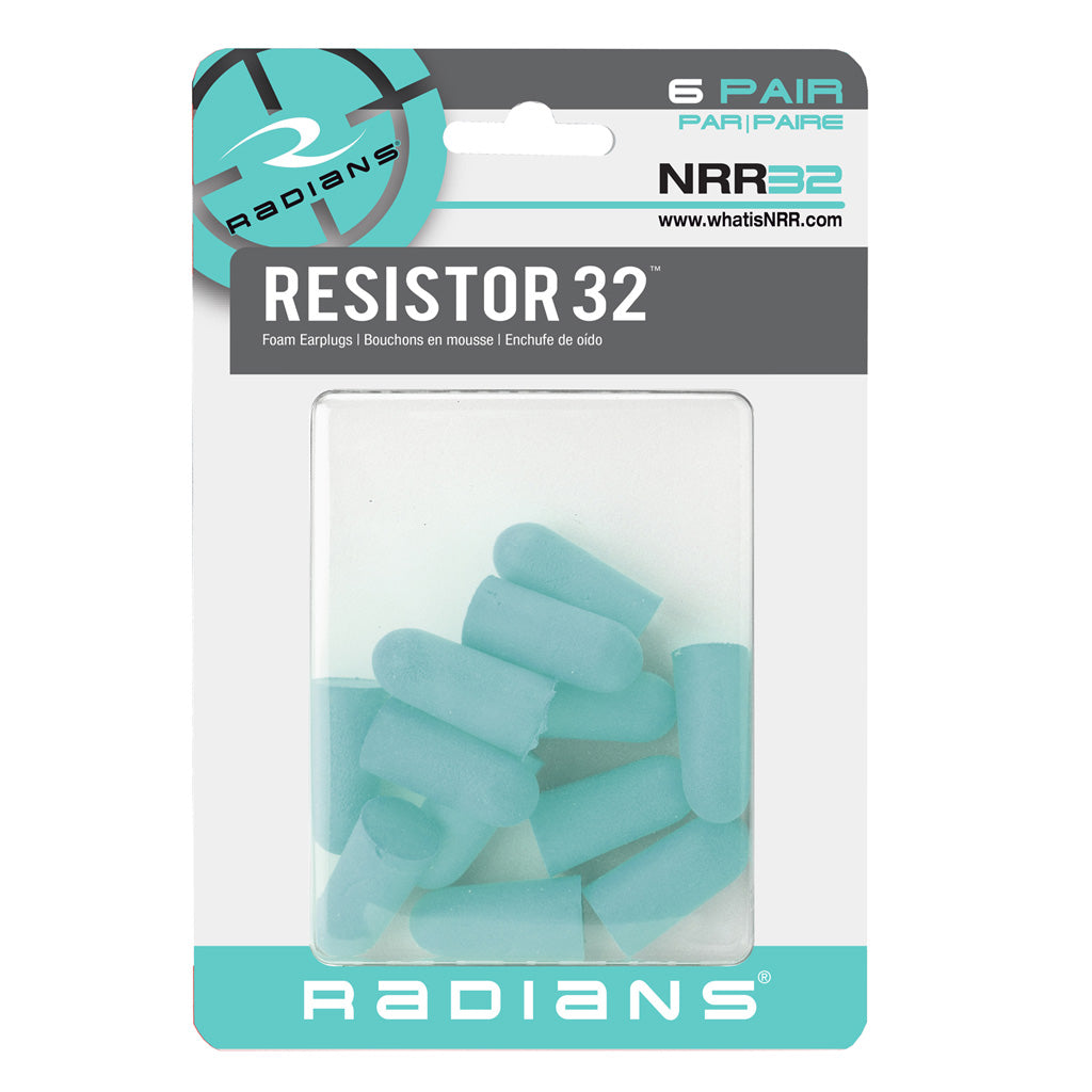 Radians Resistor32 Aqua Disposable Foam Earplugs 6 Pr