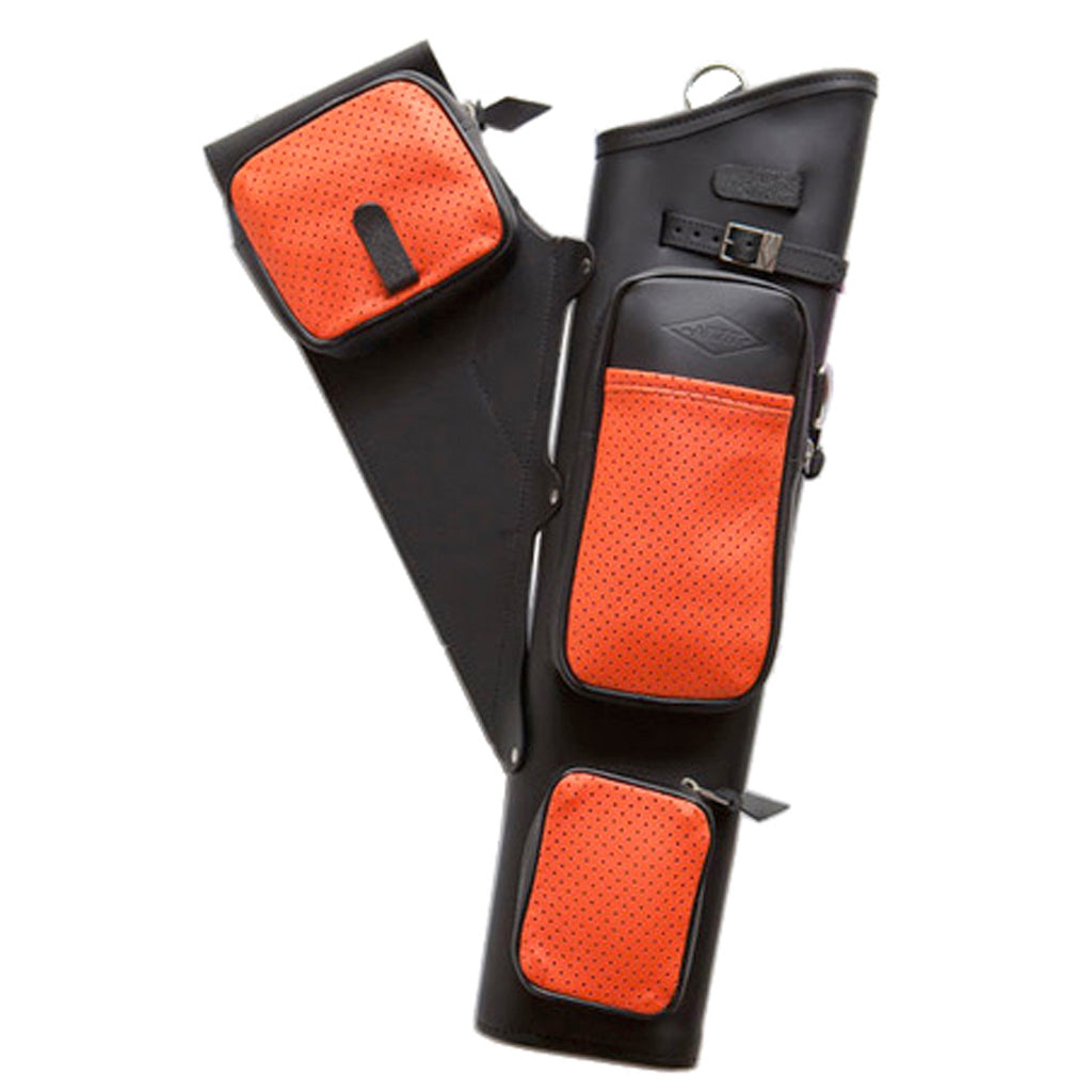Neet NT-2300 Right-Hand Leather Target Quiver Black with Orange Accent Pockets