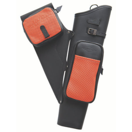 Neet NT-2100 Right-Hand Leather Target Quiver Black with Orange Accent Pockets