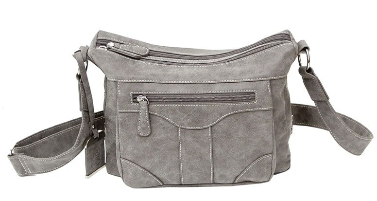 Bulldog BDP-083 Concealed Carry Cross Body Purse with Holster in Grey Suede
