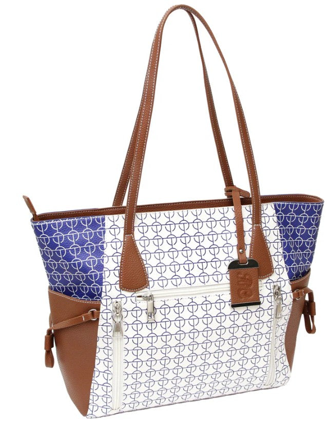 Bulldog BDP-086 Concealed Carry Tote Purse with Integrated Holster, White/Blue