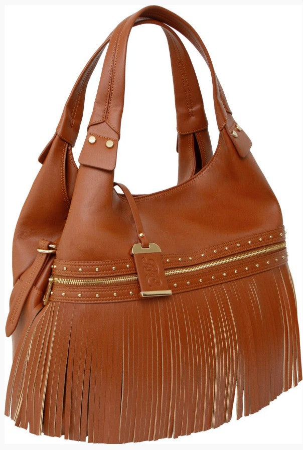 Bulldog BDP-090 Concealed Carry Shoulder Bag with Tassels & Integrated Holster, Cognac