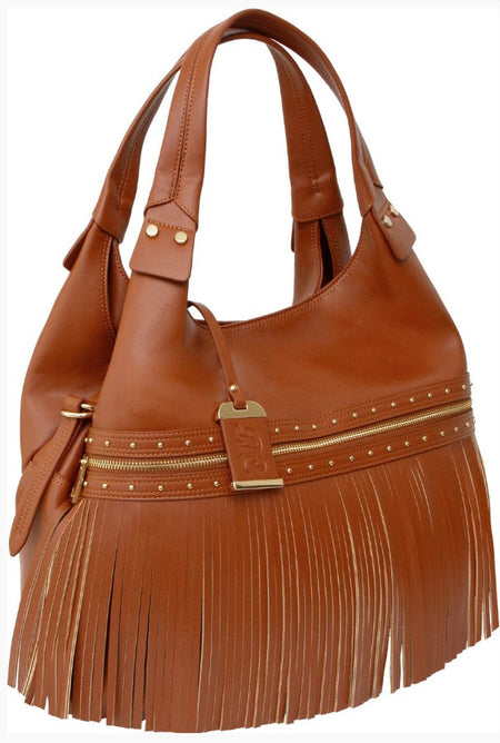 Bulldog BDP-090 Concealed Carry Shoulder Bag with Tassels & Integrated Holster, Cognac