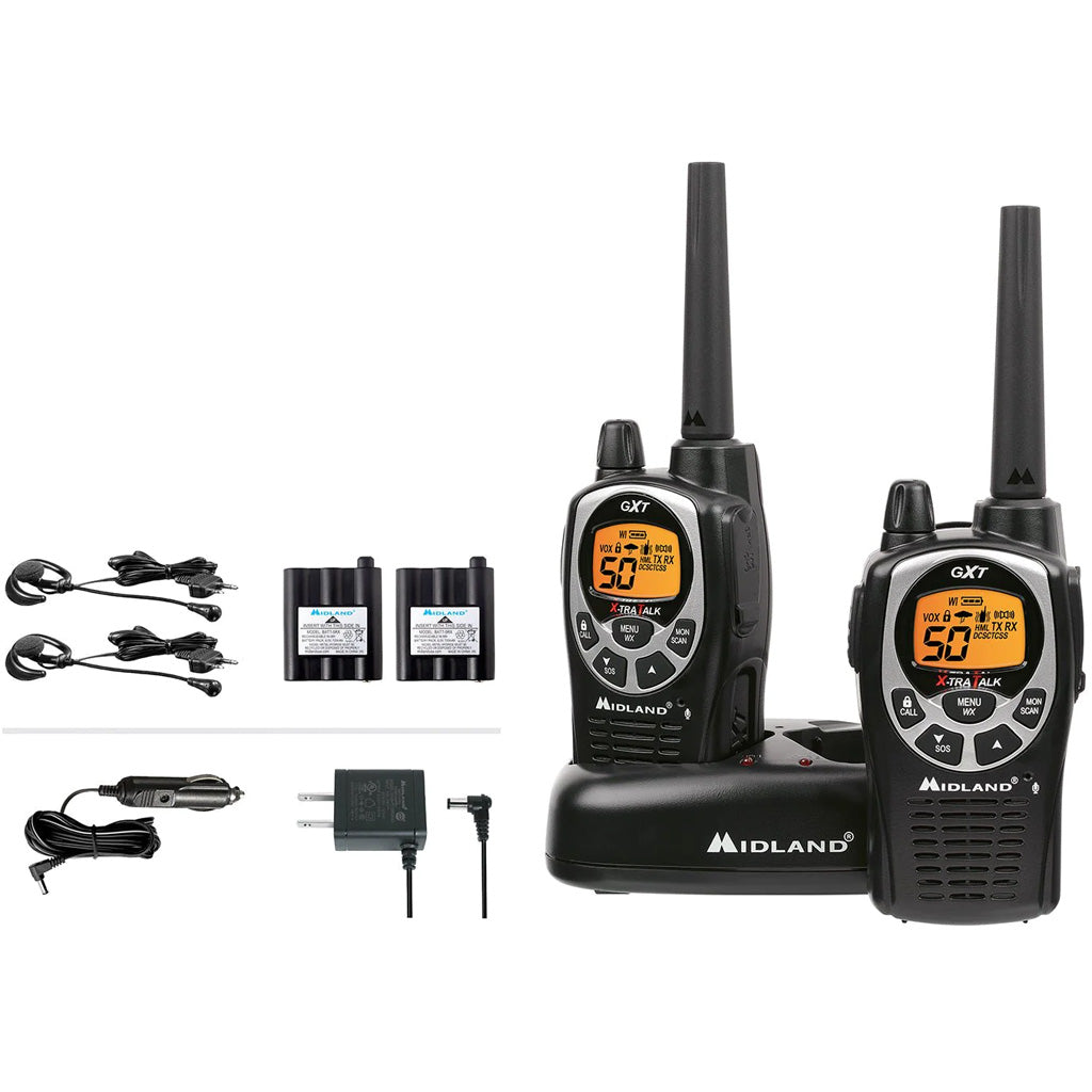 Midland GXT1000VP4 GMRS Waterproof Two-Way Radios with NOAA Weather Alert 2 pk.