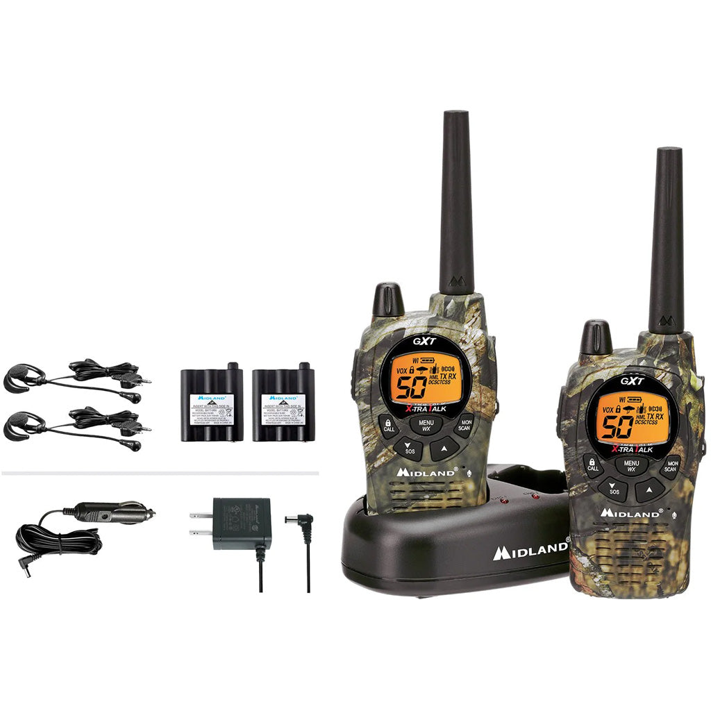 Midland GXT1050VP4 GMRS Radios Mossy Oak Camo NOAA Weather Alert SOS 2 pk.