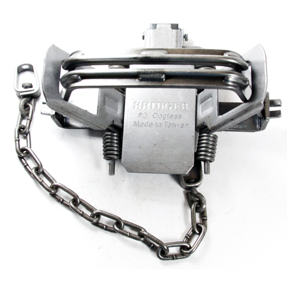 Bridger 4-Coil Dogless #3 Modified Offset Jaw Trap with Adjustable Pan Tension