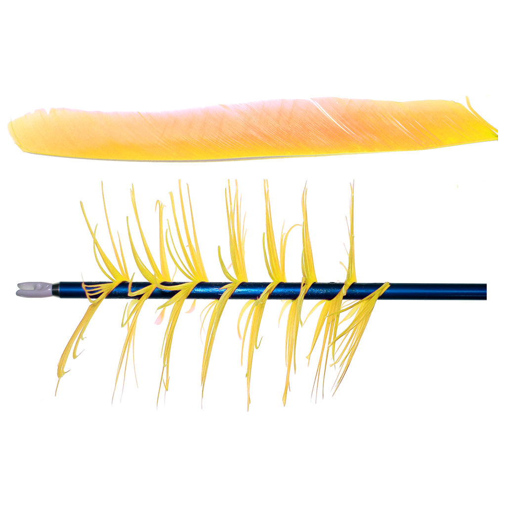 Trueflight Flu-Flu Spiral Wrap Feathers Yellow Right Wing 100 Pack