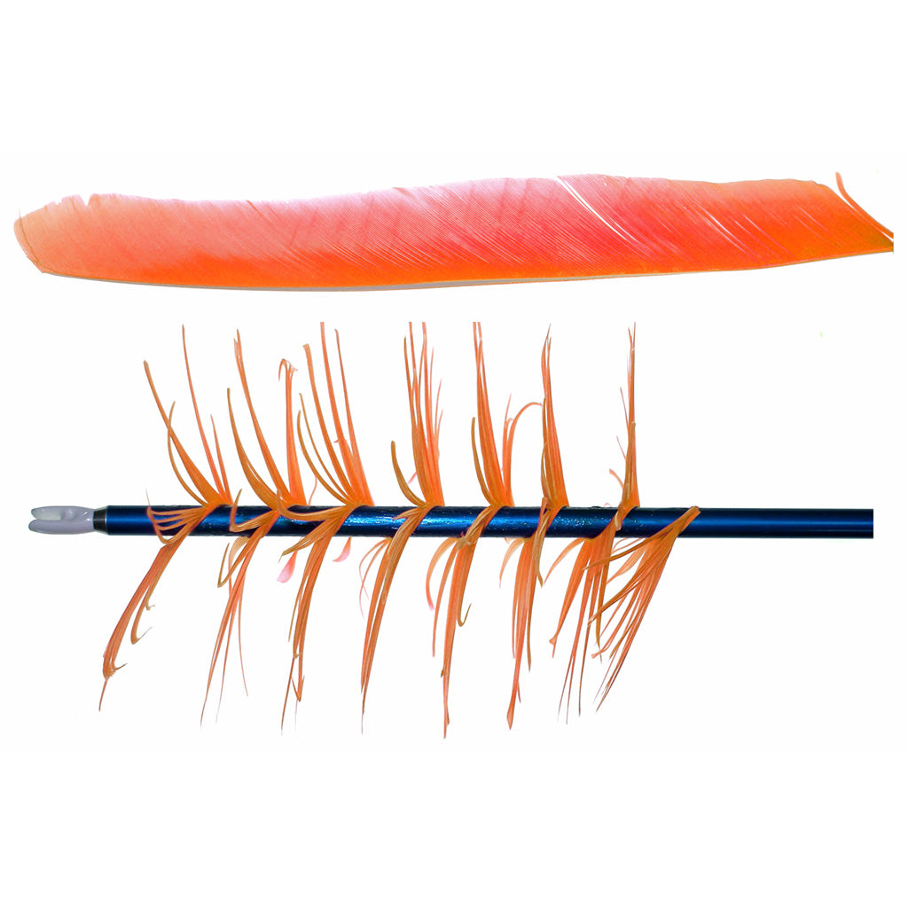 Trueflight Flu-Flu Spiral Wrap Feathers Orange Right Wing 100 Pack
