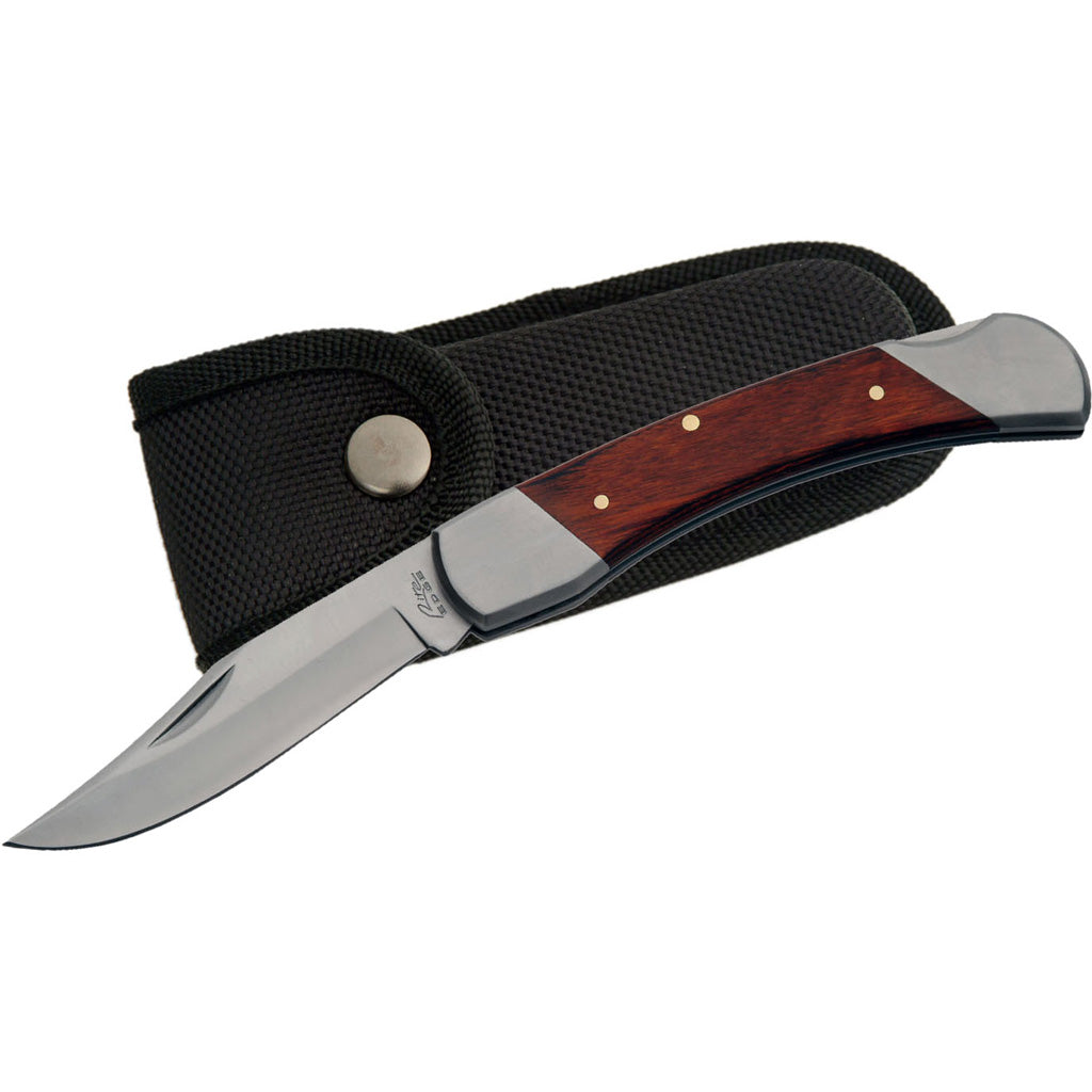 SZCO Big John Folder Knife 5" Lockback Wood Handle with Nylon Sheath
