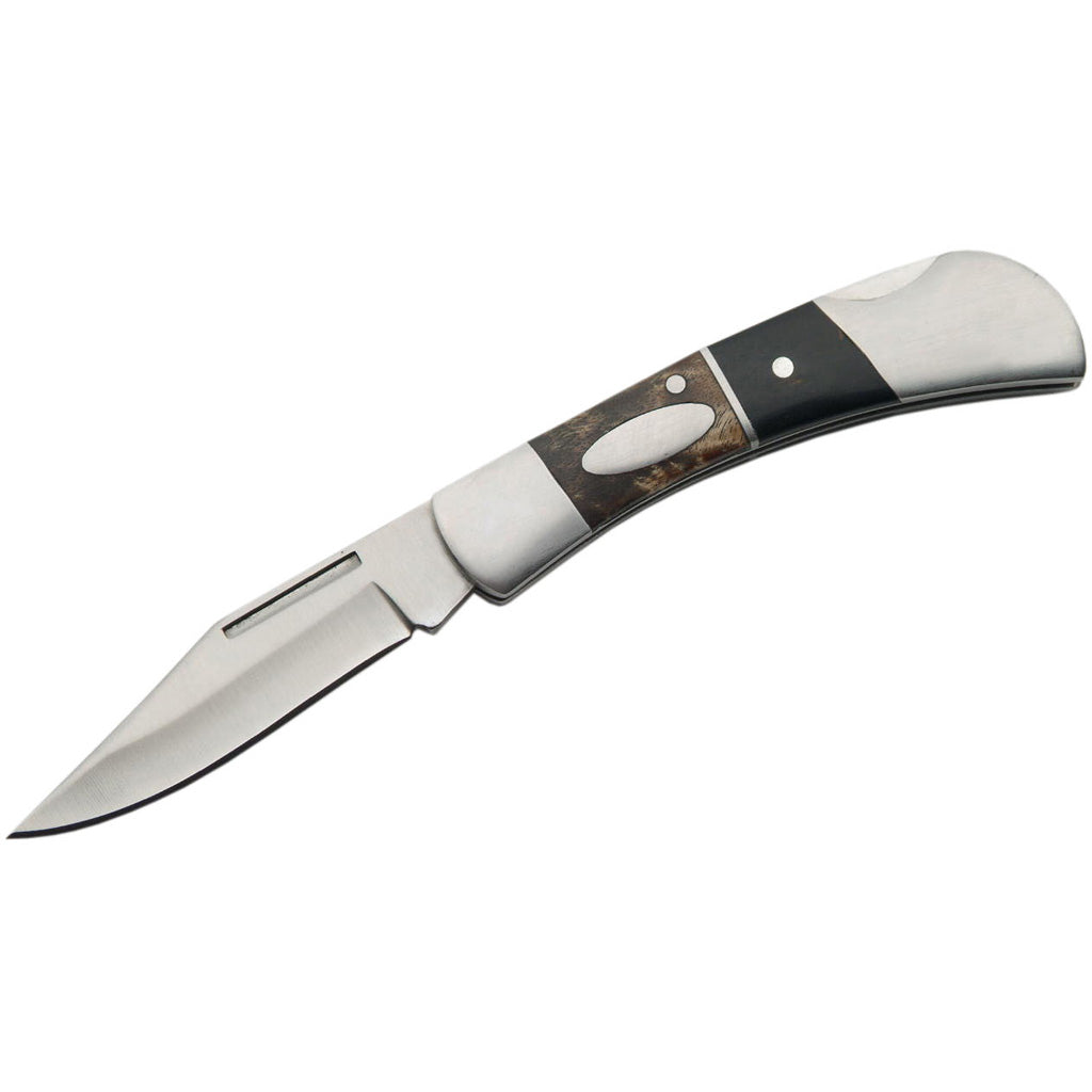 SZCO Dark Brownwood Folder 3.5" Closed Length Stainless Blade Lockback