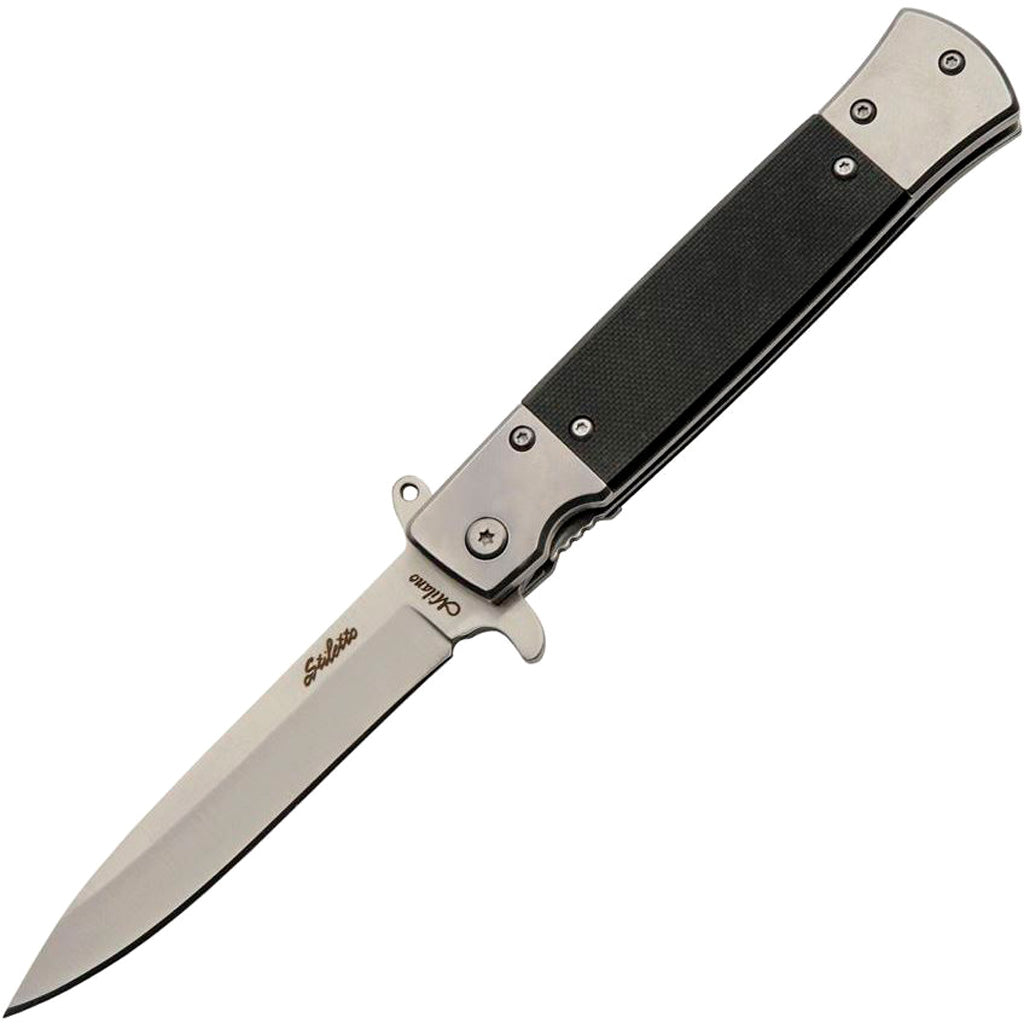 SZCO G10 Handle Stiletto Folder Knife 4.75" Closed Stainless Blade