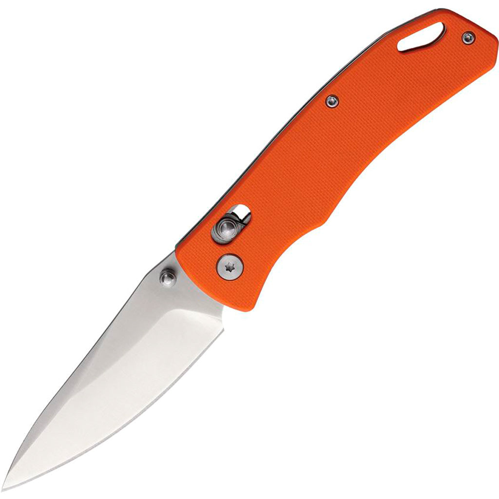 SZCO Orange G10 Handle Folder Knife 3.25" Blade Rolling Lock 4.25" Closed