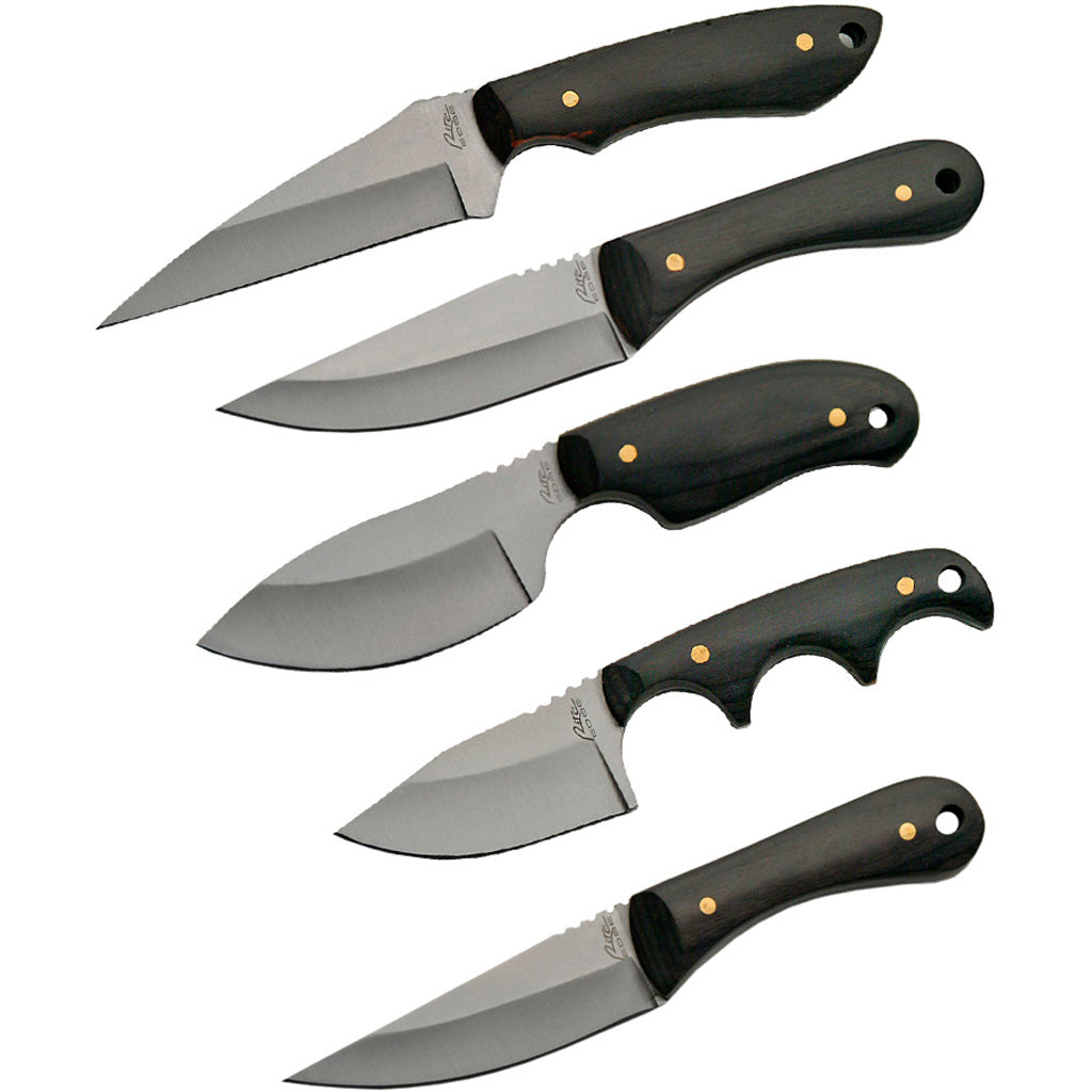 SZCO 5 Piece Skinner Knife Collection Pakkawood Handle with Nylon Sheath