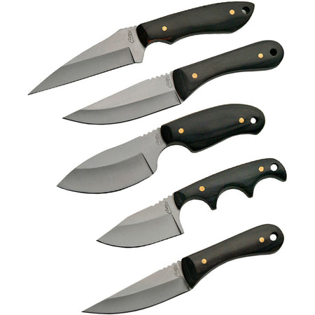 SZCO 5 Piece Skinner Knife Collection Pakkawood Handle with Nylon Sheath