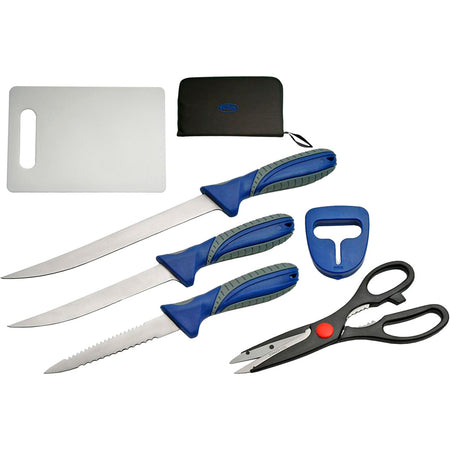 SZCO 6 Piece Fillet Knife Collection with 8" and 6" Filet Knives and Pouch