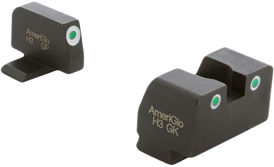 AmeriGlo XD181 Co-Witness Sight Set for Springfield XD Green Tritium White Outline Front and Rear Sights