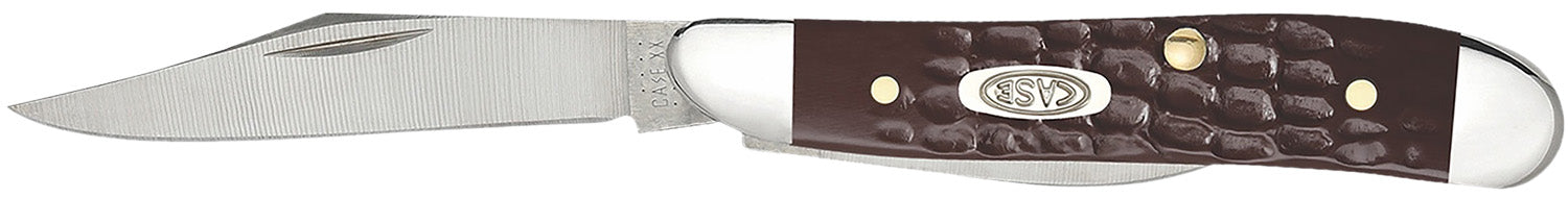 Case 00046 Peanut 2.10"/1.53" Folding Clip/Pen Tru-Sharp Stainless Blade Knife, Brown Jigged Synthetic Handle