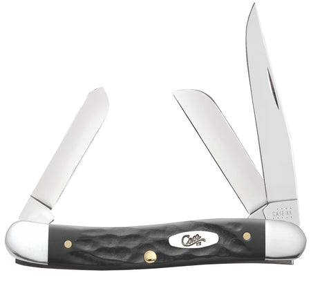 Case 18222 Medium Stockman 2.57"/1.88"/1.71" Folding Clip/Sheepsfoot/Spey Knife Tru-Sharp SS Blade, Black Synthetic Handle