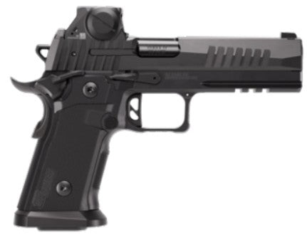 Sig Sauer 211F9GT5RXSL P211 GT5 w/Optic Full Size 9mm Luger 21+1 5" Black Barrel, Black Nitron Stainless Steel Serrated w/Optic Slide & Frame w/Beavertail & Picatinny Rail, G10 Grip Panels, Sig ROMEO-