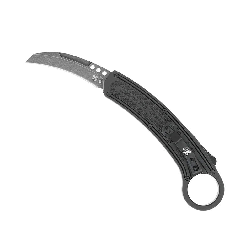 CobraTec Right Hand Karambit Black D2 Steel OTF Auto Knife