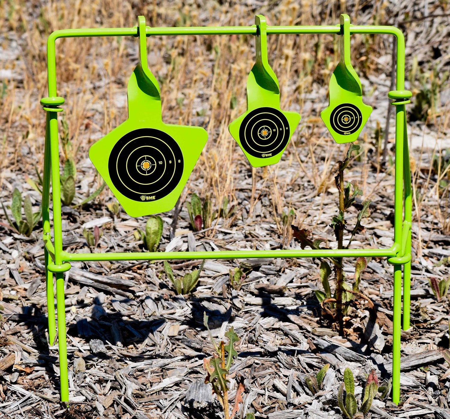 SME SMEST22FLD Handgun Spinning Target Folding Support Steel Black/Green Bullseye