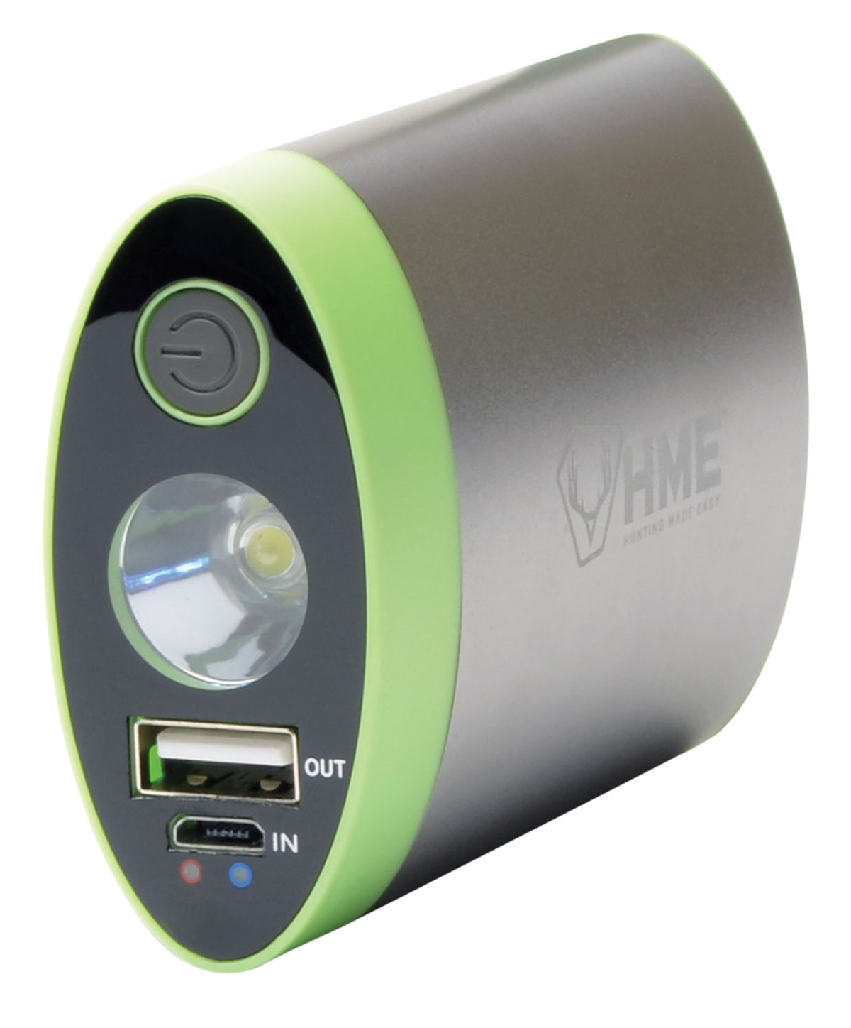 HME HW Hand Warmer Flashlight Combo Lithium Ion Rechargeable Silver/Green