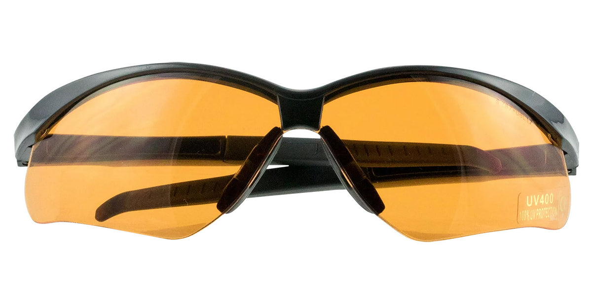 Walker's GWPSGLAMB Crosshair Adult Eye Protection Amber Lens Black Polycarbonate Frame