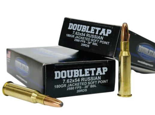 DoubleTap 7.62x54mmR DT Long Gun 180 grain Jacketed Soft Point ammunition