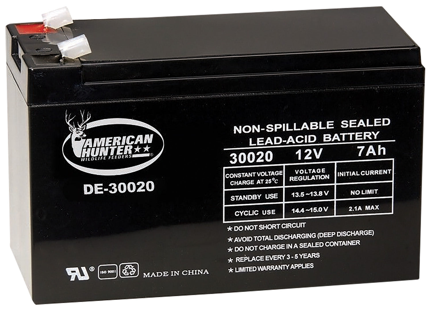 American Hunter DE30020 Rechargeable 12 Volt 7AMP HR Battery Black