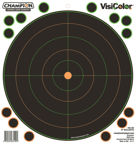 Champion Targets 46136 8" Self-Stick VisiColor Bullseye Paper Target 5 Pack