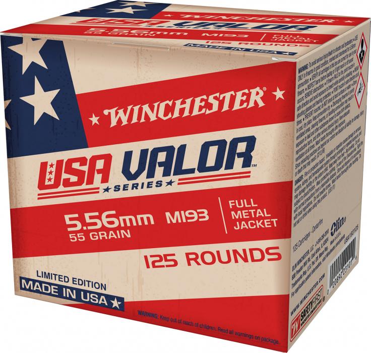 Winchester 5.56x45mm NATO USA Valor M193 55 grain Full Metal Jacket ammunition